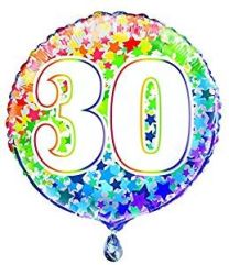 Age 30 - Rainbow Stars  - 18" Foil Balloon