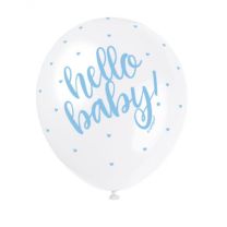 Hello Baby 12" Blue Latex Balloons 5Ct