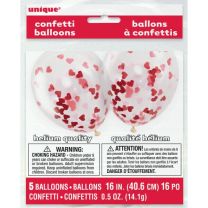 Clear w/Heart Shape Confetti 12" Latex 6ct