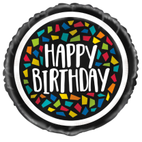 Black and Colours Happy Birthday 18" Foil Balloon
