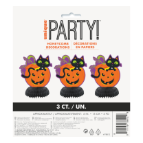 Pumpkin & Black Cat Honeycomb Centerpiece 3ct.