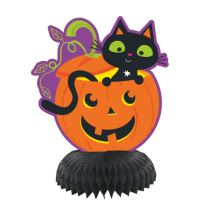 Pumpkin & Black Cat Honeycomb Centerpiece 3ct.