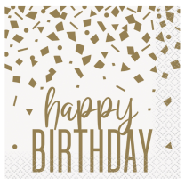 Gold Confetti Birthday Party Luncheon Napkin 16CT