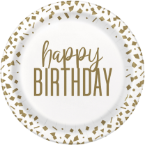 Golden Confetti Birthday Party 9'' Plates 8CT