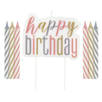 Rose Gold Candles With Happy Birthday Pick 13ct