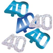 Blue/Silver Glitz Foil Age 40 Confetti 0.5 oz