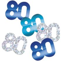 Blue/Silver Glitz Foil Age 80 Confetti 0.5 oz