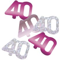 Pink/Silver Glitz Foil Age 40 Confetti 0.5 oz