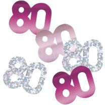 Pink/Silver Glitz Foil Age 80 Confetti 0.5 oz