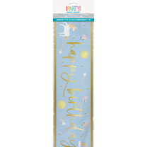 Unicorn Party Gold & Bluye Happy Birthday Foil Banner 9ft.