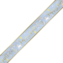 Unicorn Party Gold & Bluye Happy Birthday Foil Banner 9ft.