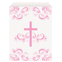Fancy Pink Cross Treat Bags 8ct.