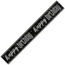 Black/Silver Glitz Foil Happy Birthday Foil Banner 9FT