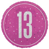 Pink/Silver Glitz 18" Foil Age 13 Prism Foil Balloon