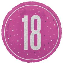 Pink/Silver Glitz 18" Foil Age 18 Prism Foil Balloon