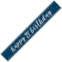 Blue/Silver Glitz Age 21 Happy Birthday Foil Banner 9ft
