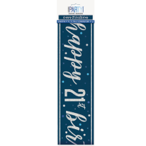 Blue/Silver Glitz Age 21 Happy Birthday Foil Banner 9ft