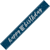 Blue/Silver Glitz Age 80 Happy Birthday Foil Banner 9ft