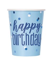 Blue/Silver Glitz 9oz Cups 8ct