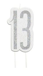 Black/Silver Glitz Age 13 Glitter Birthday Candle