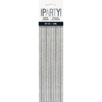 Black/Silver Glitz Foil Paper Straws 10ct