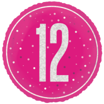 Pink Glitz 18" Age 12 Birthday Prism Foil Balloon
