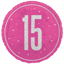 Pink Glitz 18" Age 15 Birthday Prism Foil Balloon