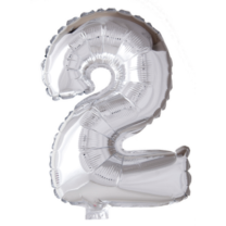 16" Silver No. 2 - Number Foil Balloon
