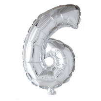 16" Silver No. 6 - Number Foil Balloon
