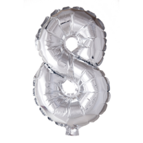 16" Silver No. 8 - Number Foil Balloon