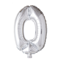 16" Silver No. 0 - Number Foil Balloon