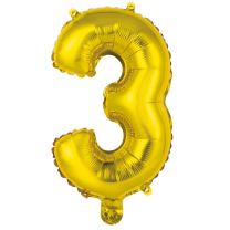 16" Gold No. 3 - Number Foil Balloon