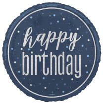 Blue/Silver Glitz 18" Foil Happy Birthday Prism Foil Balloon