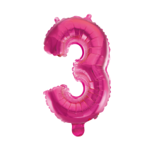 16" Pink No. 3 - Number Foil Balloon