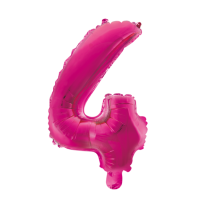 16" Pink No. 4 - Number Foil Balloon