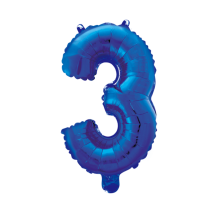 16" Blue No. 3 - Number Foil Balloon