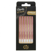 Extra Tall Candles Metallic Rose Gold 6ct