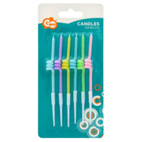 Macaron Swirl Extra Tall Candles with Holder 6ct