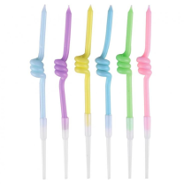 Macaron Swirl Extra Tall Candles with Holder 6ct