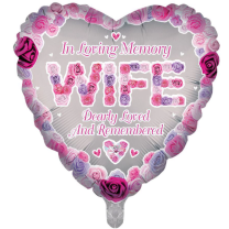 In Loving Memory Wife - Heart Shaped 18" Foil Balloon