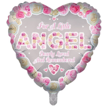 For a Little Angel Dearly Loved Pink - Heart Shaped 18" Foil Balloon