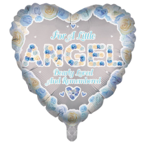 For a Little Angel Dearly Loved Blue - Heart Shaped 18" Foil Balloon