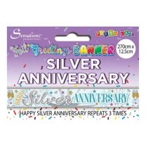 Happy Silver 25th Anniversary Banner (Pack of 6)