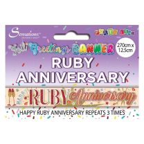Happy Ruby 40th Anniversary Banner (Pack of 6)