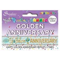 Happy Golden 50th Anniversary Banner (Pack of 6)