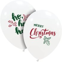 Cattex Merry Christmas Ho Ho Ho Print 12" Latex Balloons 25ct