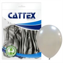 Cattex Silver 12" Latex Balloons 20Ct