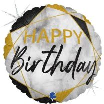 Marble Mate Happy Birthday Black 18" Foil Balloon