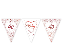 Ruby 40th Anniversary Paper Flag Banner Bunting Foil Stamped